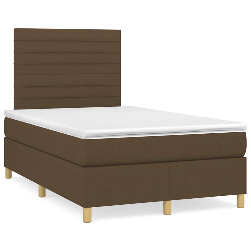 vidaXL Κρεβάτι Boxspring με Στρώμα Σκούρο Καφέ 120x190 εκ Υφασμάτινο