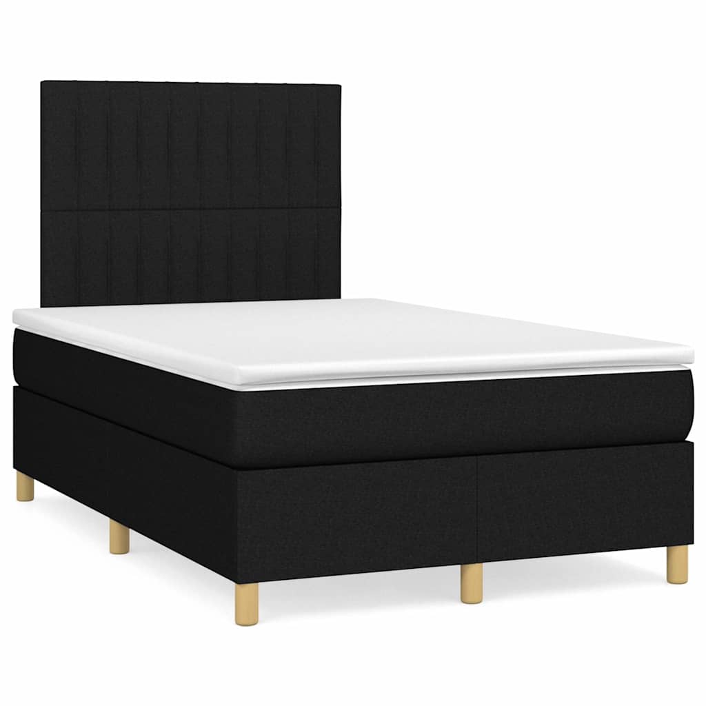 vidaXL Κρεβάτι Boxspring με Στρώμα Μαύρο 120x190 εκ. Υφασμάτινο