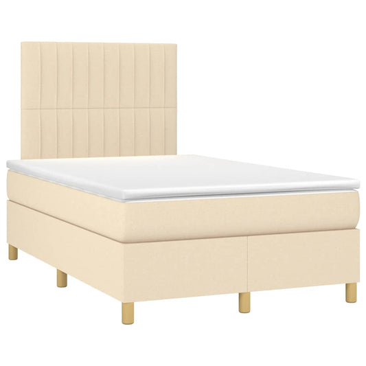 vidaXL Κρεβάτι Boxspring με Στρώμα Κρεμ 120x190 εκ. Υφασμάτινο