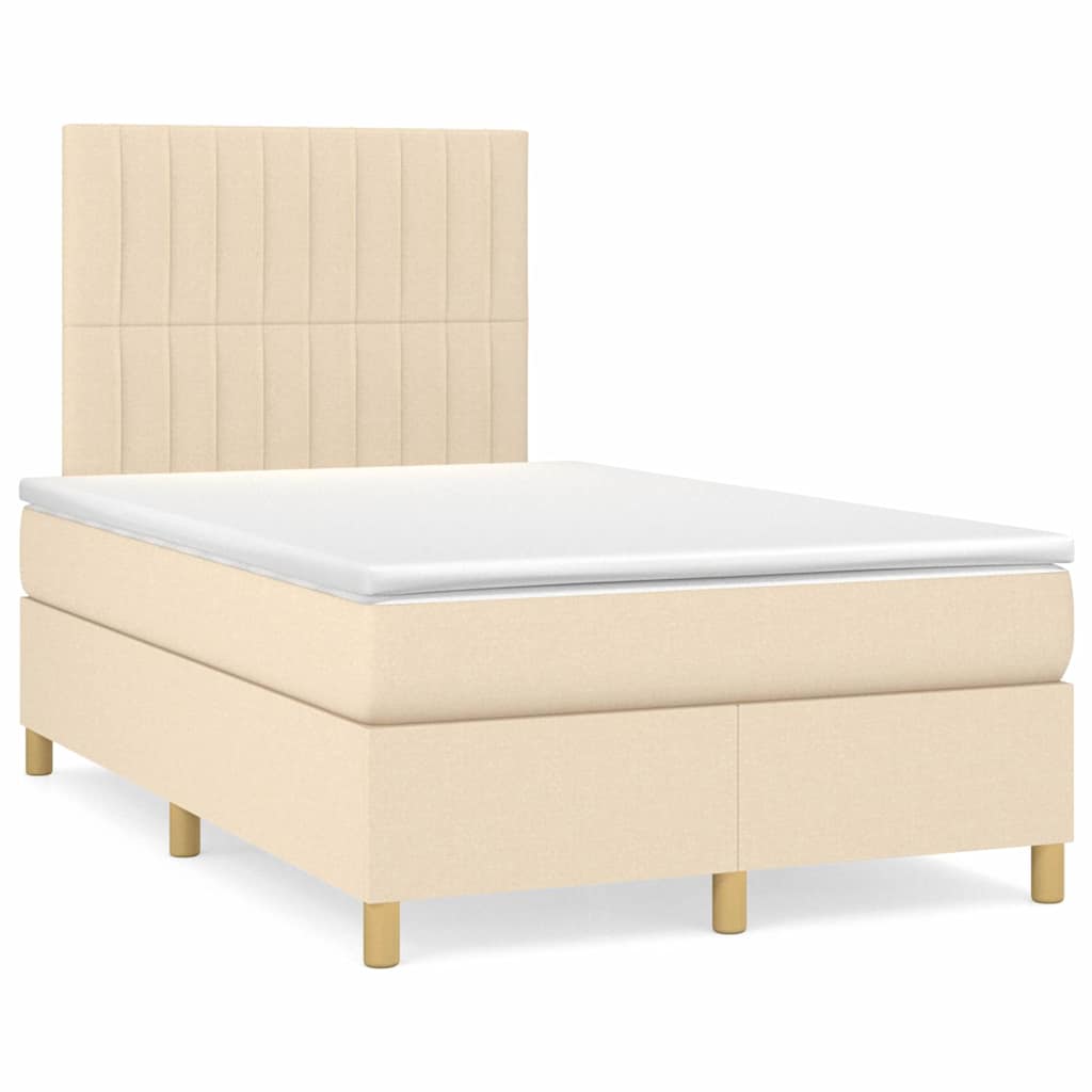 vidaXL Κρεβάτι Boxspring με Στρώμα Κρεμ 120x190 εκ. Υφασμάτινο