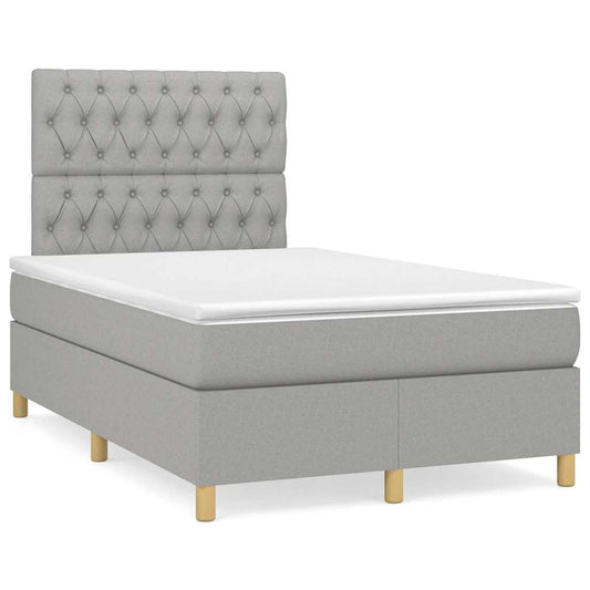 vidaXL Κρεβάτι Boxspring με Στρώμα Ανοιχτό Γκρι 120x190 εκ. Υφασμάτινο
