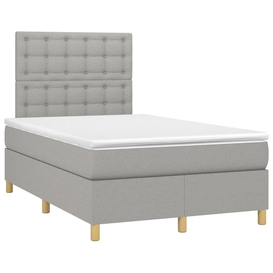 vidaXL Κρεβάτι Boxspring με Στρώμα Ανοιχτό Γκρι 120x190 εκ. Υφασμάτινο