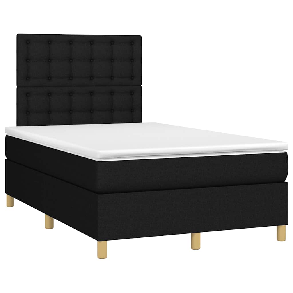 vidaXL Κρεβάτι Boxspring με Στρώμα Μαύρο 120x190 εκ. Υφασμάτινο