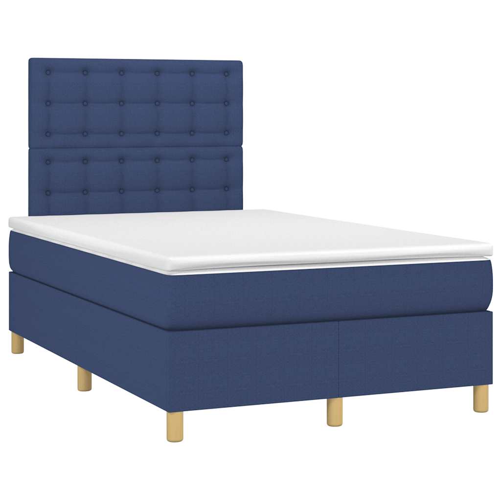 vidaXL Κρεβάτι Boxspring με Στρώμα Μπλε 120x190 εκ. Υφασμάτινο