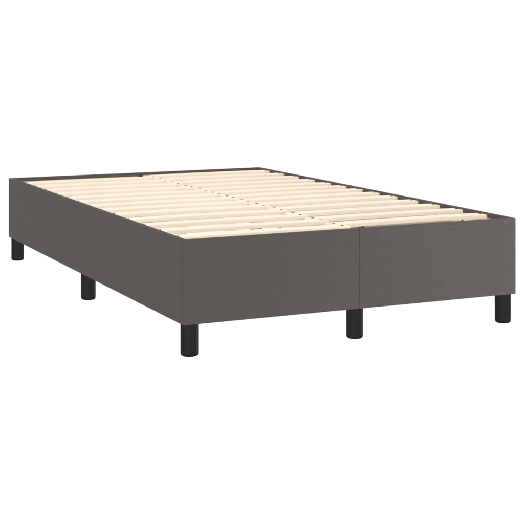 vidaXL Κρεβάτι Boxspring με Στρώμα Γκρι 120x190εκ. από Συνθετικό Δέρμα