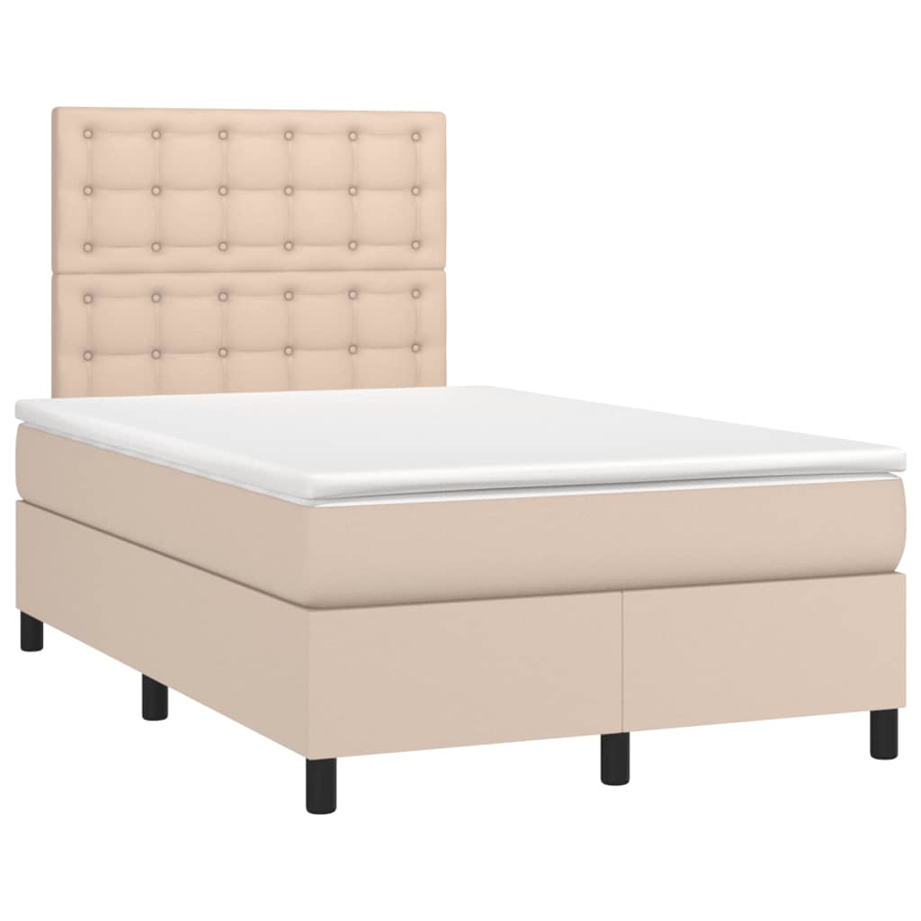 vidaXL Κρεβάτι Boxspring με Στρώμα Καπουτσίνο 120x190εκ.από Συνθ.Δέρμα