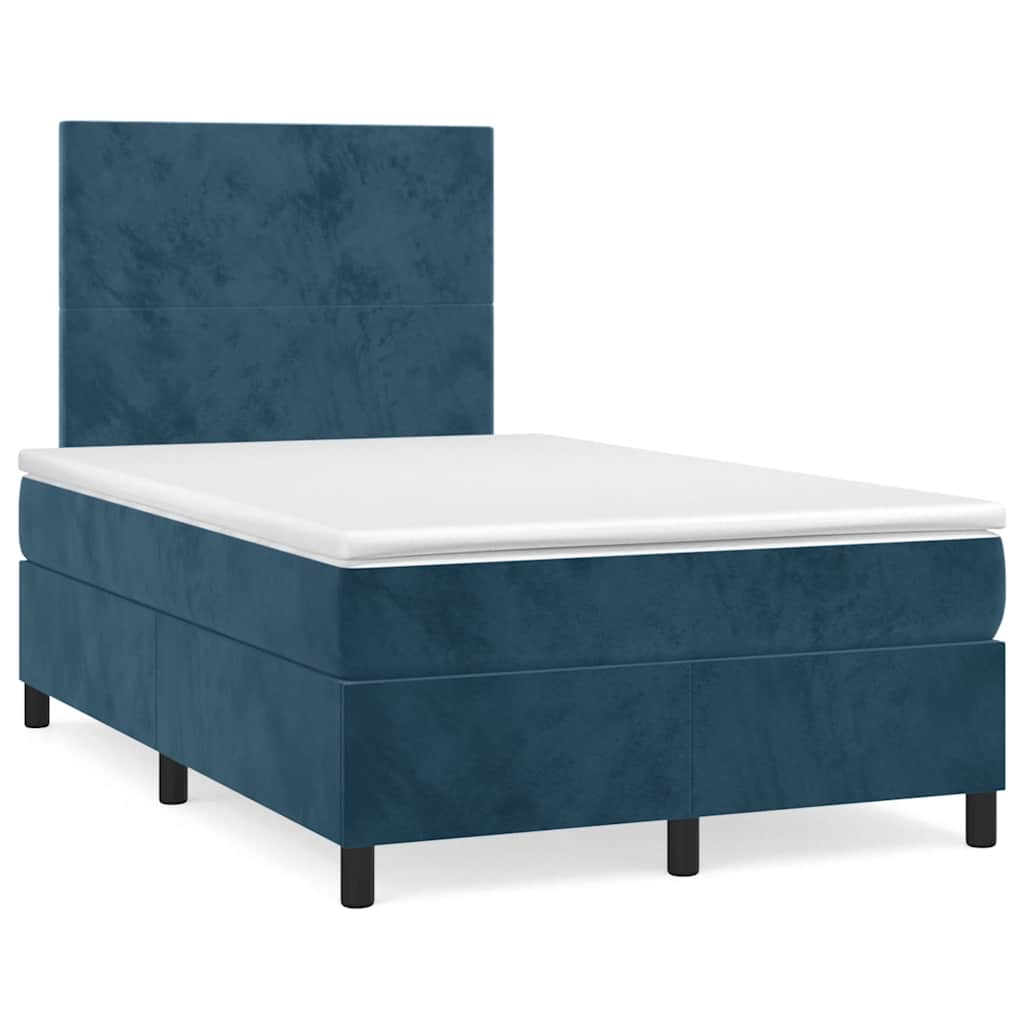 vidaXL Κρεβάτι Boxspring με Στρώμα Σκούρο Μπλε 120x190 εκ. Βελούδινο