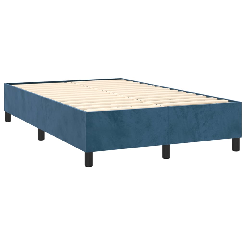 vidaXL Κρεβάτι Boxspring με Στρώμα Σκούρο Μπλε 120x190 εκ. Βελούδινο