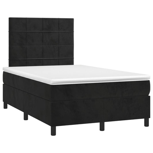 vidaXL Κρεβάτι Boxspring με Στρώμα Μαύρο 120x190 εκ. Βελούδινο