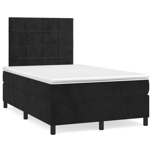 vidaXL Κρεβάτι Boxspring με Στρώμα Μαύρο 120x190 εκ. Βελούδινο