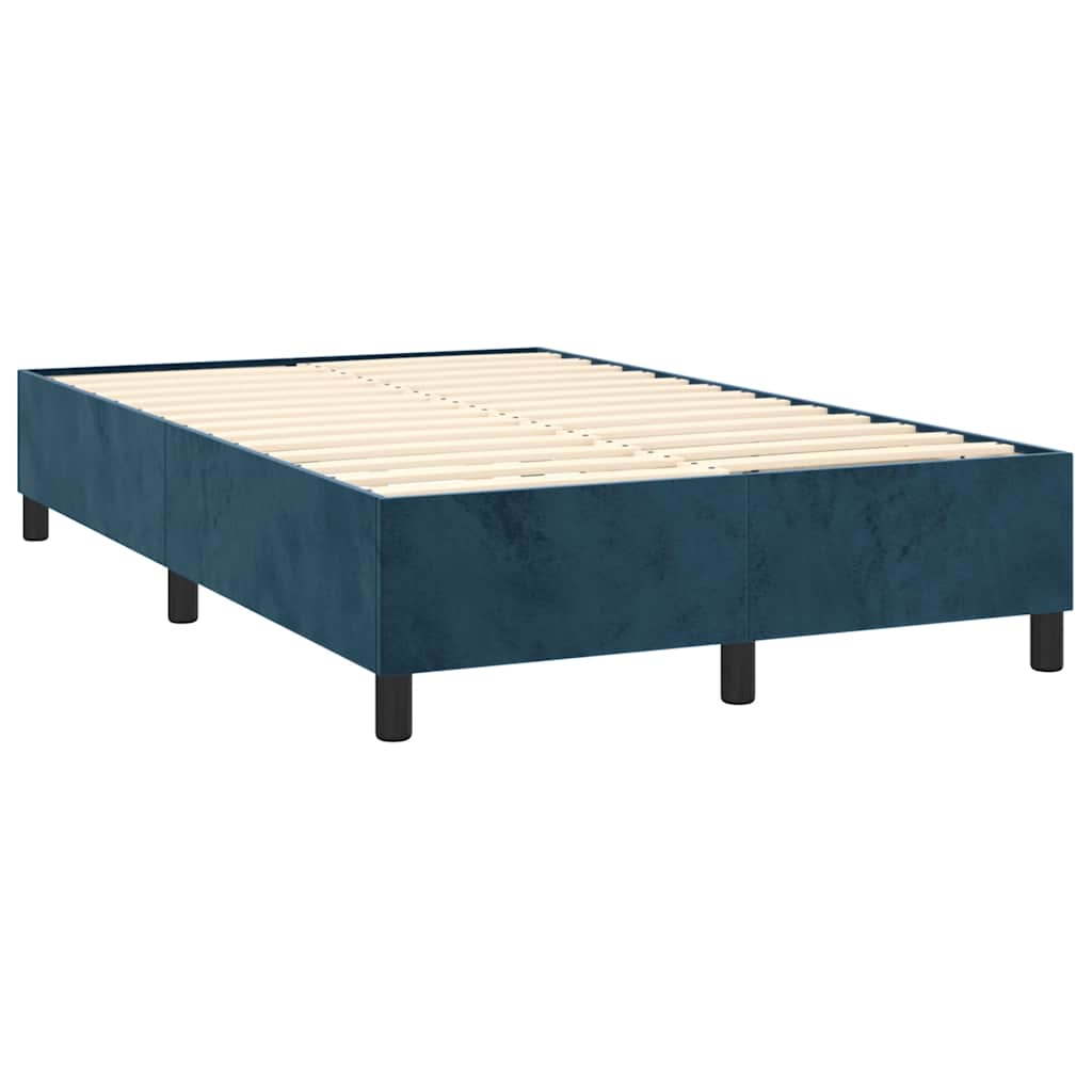 vidaXL Κρεβάτι Boxspring με Στρώμα Σκούρο Μπλε 120x190 εκ. Βελούδινο