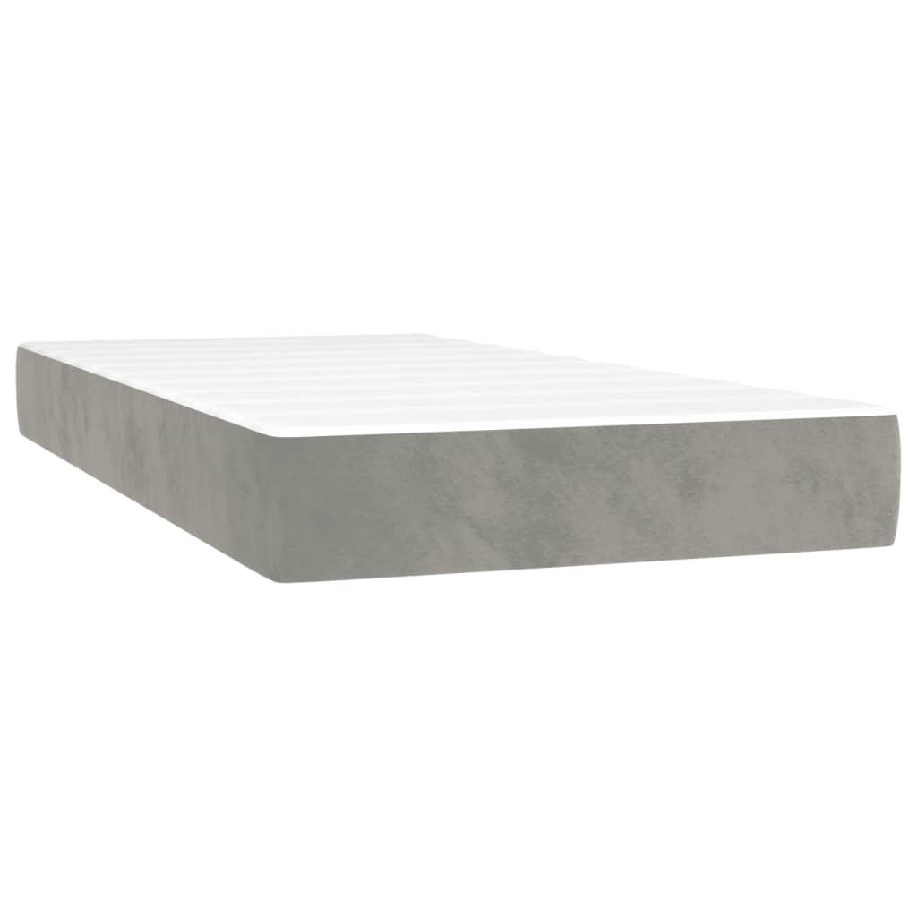 vidaXL Κρεβάτι Boxspring με Στρώμα Ανοιχτό Γκρι 120x190 εκ. Βελούδινο