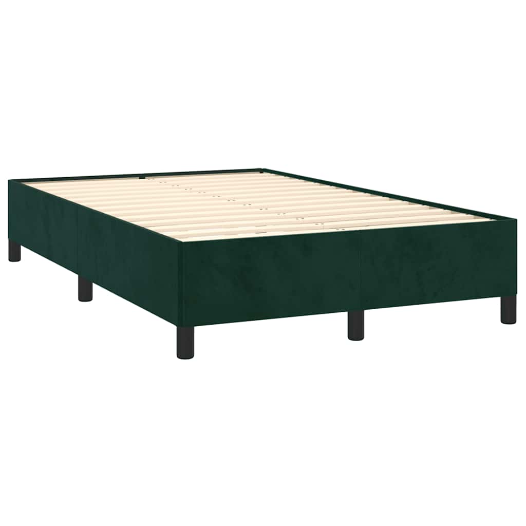 vidaXL Κρεβάτι Boxspring με Στρώμα Σκούρο Πράσινο 120x190εκ. Βελούδινο