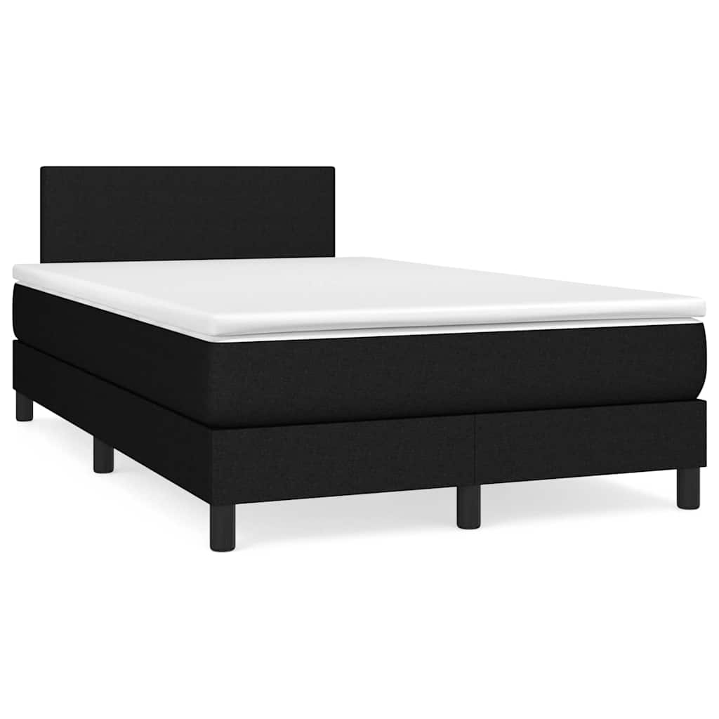 vidaXL Κρεβάτι Boxspring με Στρώμα & LED Μαύρο 120x190 εκ. Υφασμάτινο