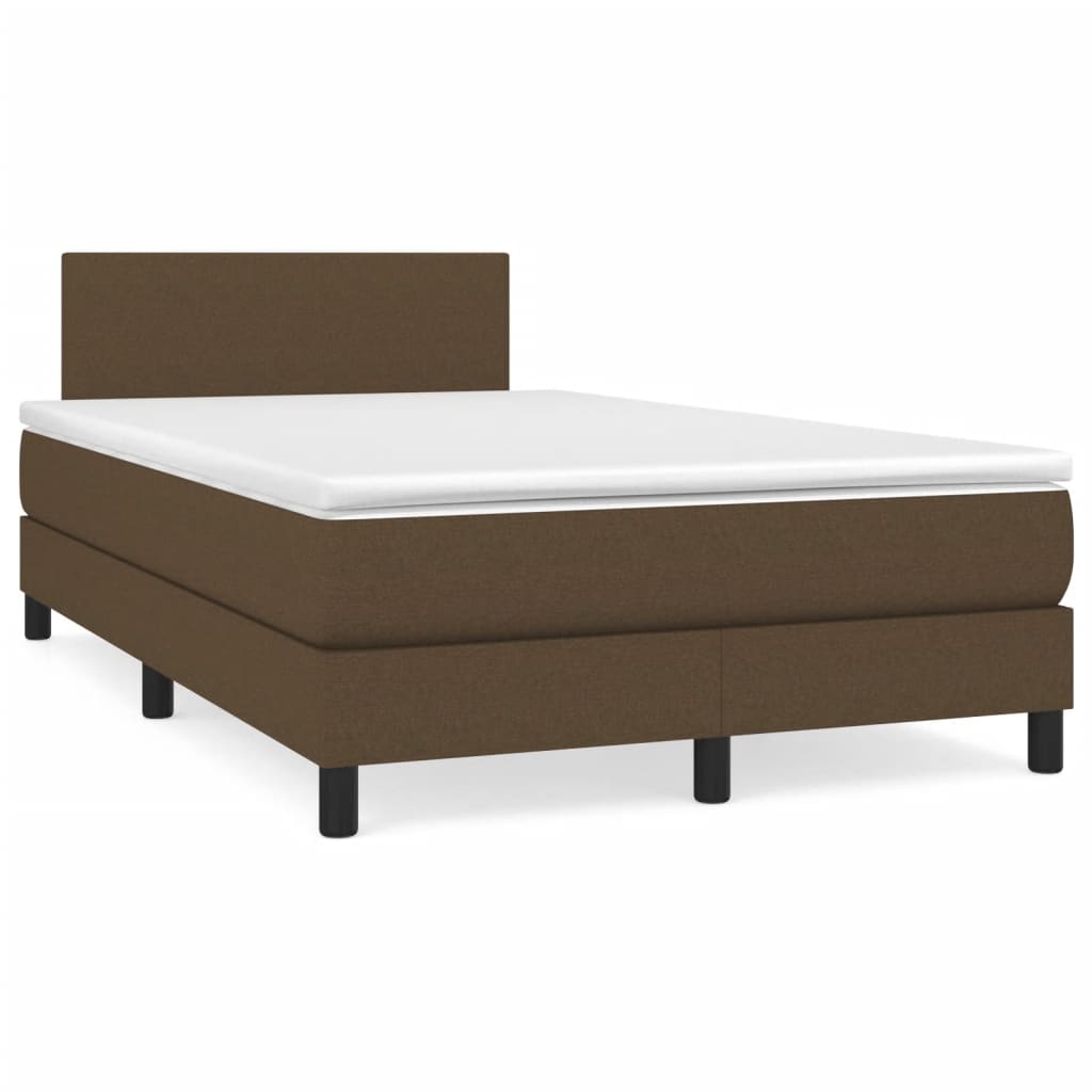 vidaXL Κρεβάτι Boxspring με Στρώμα & LED Σκ.Καφέ 120x190εκ. Υφασμάτινο