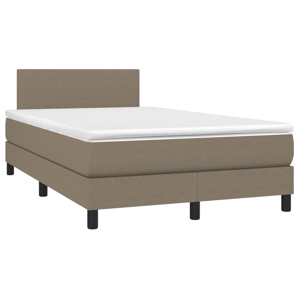 vidaXL Κρεβάτι Boxspring με Στρώμα & LED Taupe 120x190 εκ. Υφασμάτινο