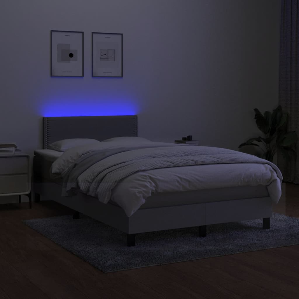 vidaXL Κρεβάτι Boxspring με Στρώμα & LED Αν.Γκρι 120x190εκ. Υφασμάτινο