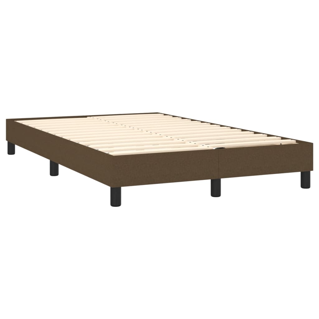 vidaXL Κρεβάτι Boxspring με Στρώμα & LED Σκ.Καφέ 120x190εκ. Υφασμάτινο