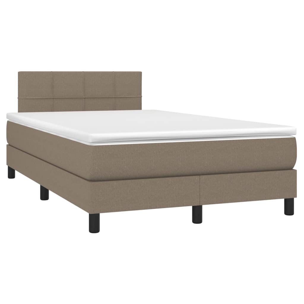 vidaXL Κρεβάτι Boxspring με Στρώμα & LED Taupe 120x190 εκ. Υφασμάτινο