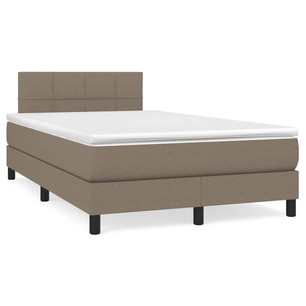 vidaXL Κρεβάτι Boxspring με Στρώμα & LED Taupe 120x190 εκ. Υφασμάτινο