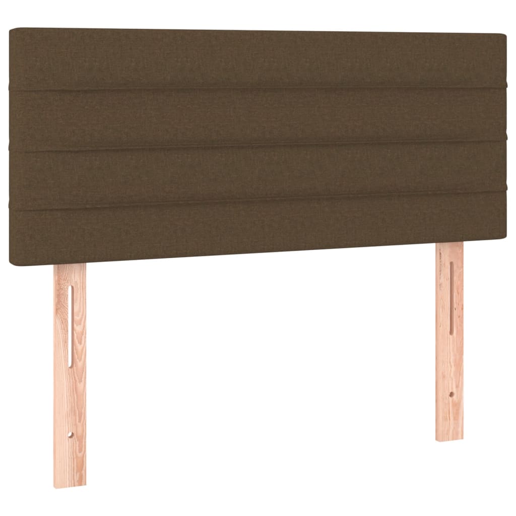 vidaXL Κρεβάτι Boxspring με Στρώμα & LED Σκ.Καφέ 120x190εκ. Υφασμάτινο