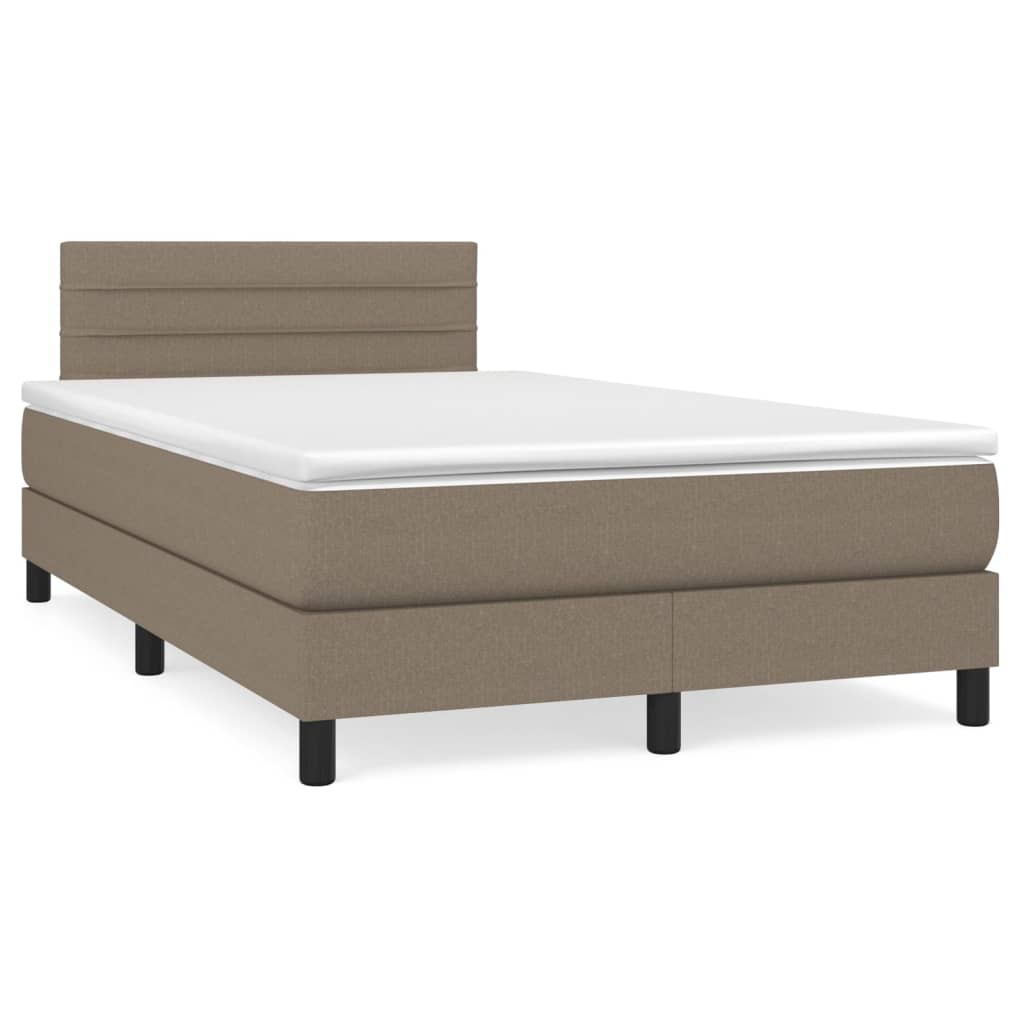vidaXL Κρεβάτι Boxspring με Στρώμα & LED Taupe 120x190 εκ. Υφασμάτινο
