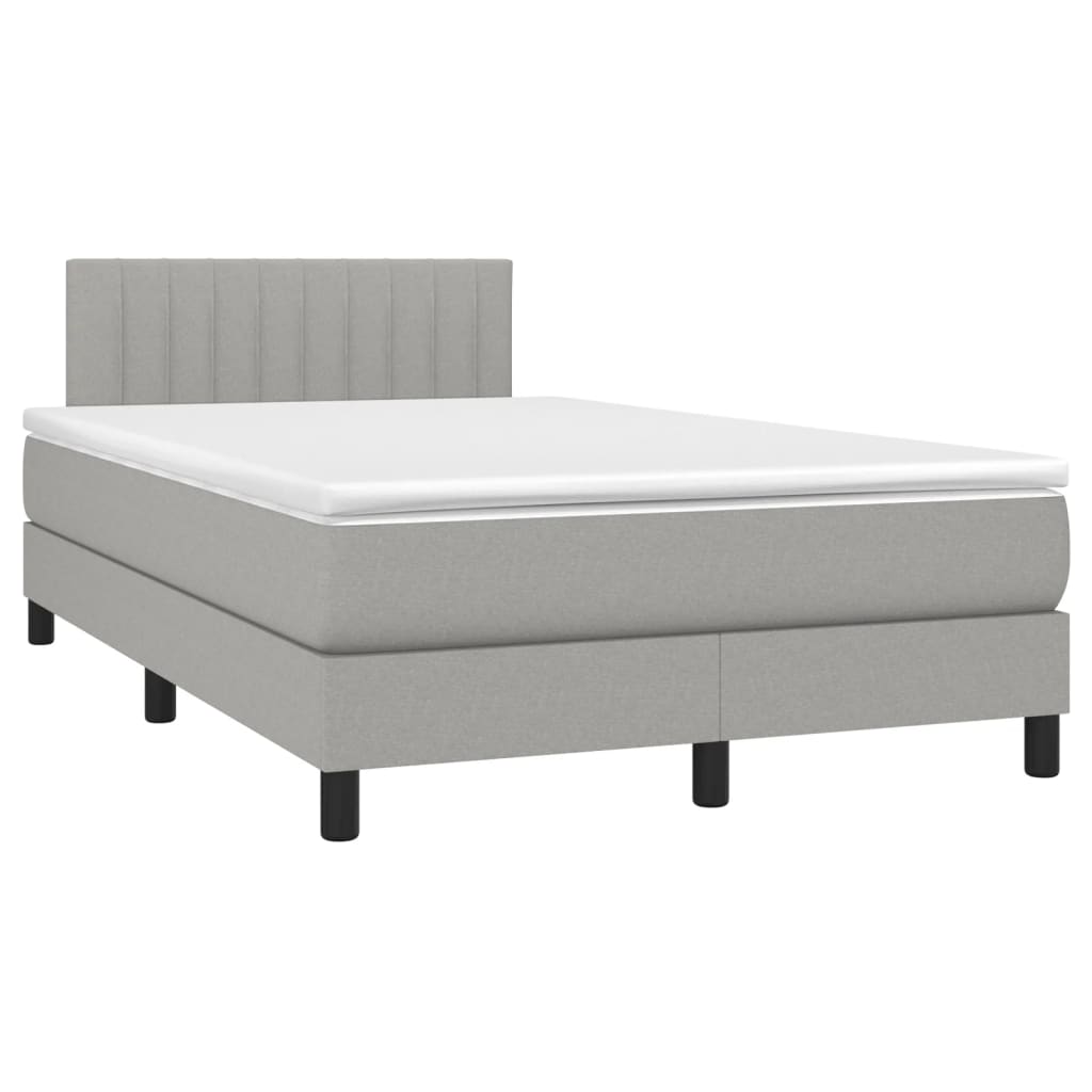 vidaXL Κρεβάτι Boxspring με Στρώμα & LED Αν.Γκρι 120x190εκ. Υφασμάτινο
