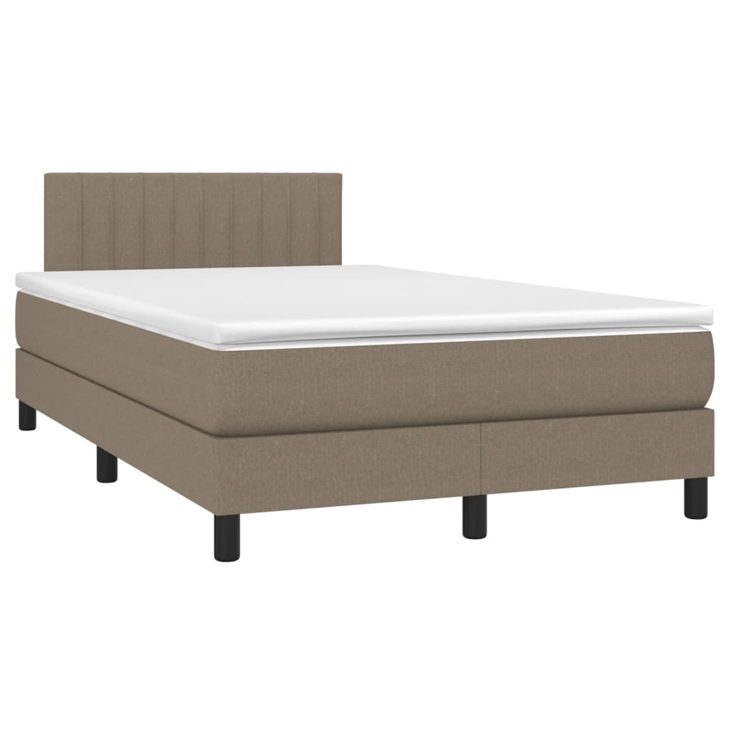 vidaXL Κρεβάτι Boxspring με Στρώμα & LED Taupe 120x190 εκ. Υφασμάτινο