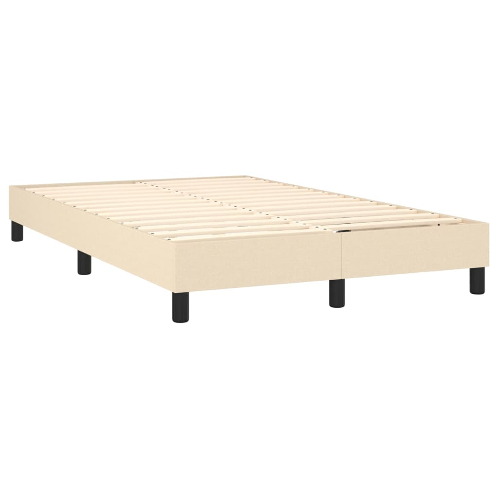 vidaXL Κρεβάτι Boxspring με Στρώμα & LED Κρεμ 120x190 εκ. Υφασμάτινο