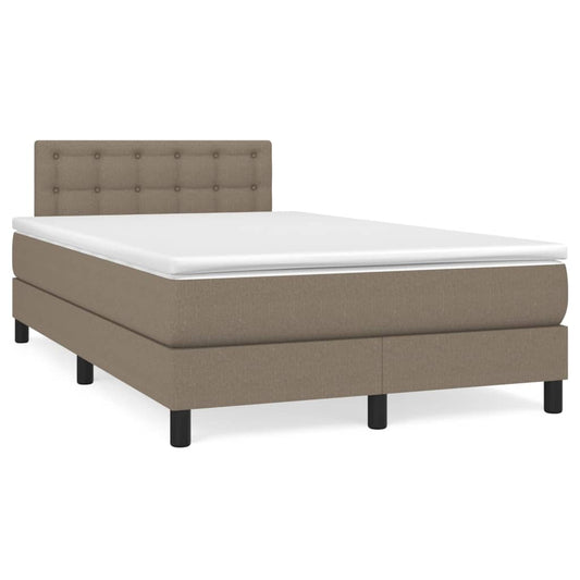 vidaXL Κρεβάτι Boxspring με Στρώμα & LED Taupe 120x190 εκ. Υφασμάτινο