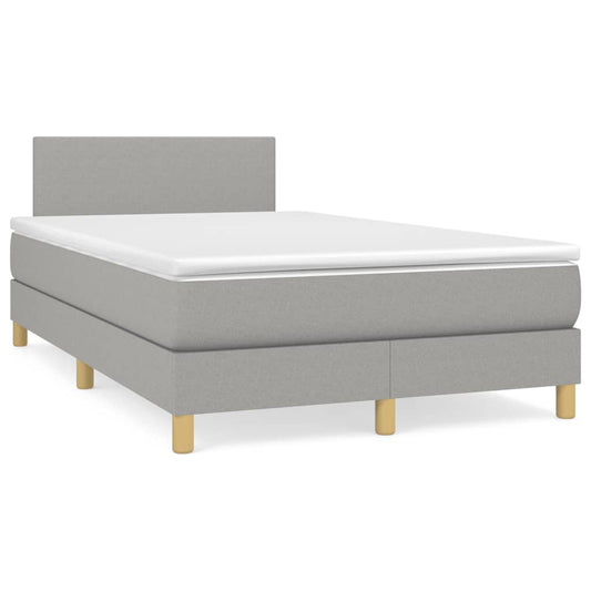 vidaXL Κρεβάτι Boxspring με Στρώμα & LED Αν.Γκρι 120x190εκ. Υφασμάτινο