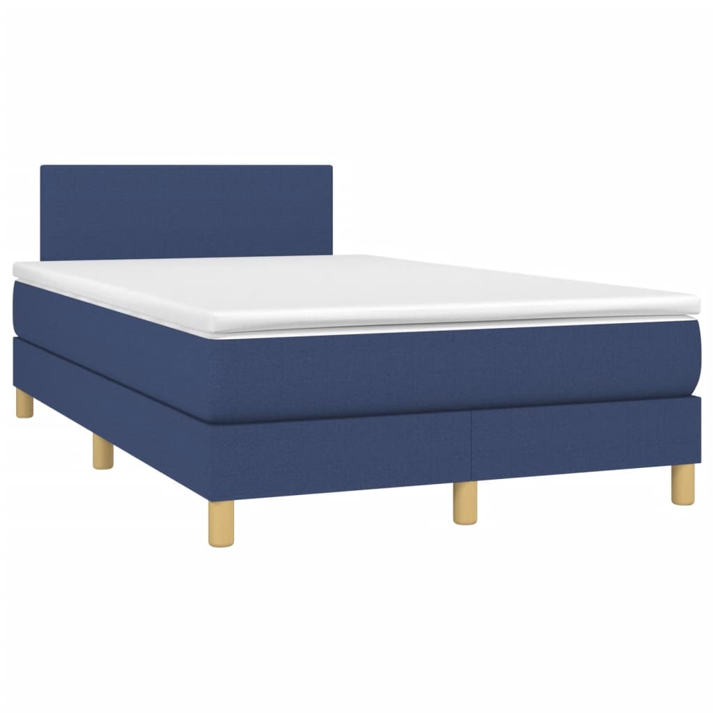 vidaXL Κρεβάτι Boxspring με Στρώμα & LED Μπλε 120x190εκ. Υφασμάτινο