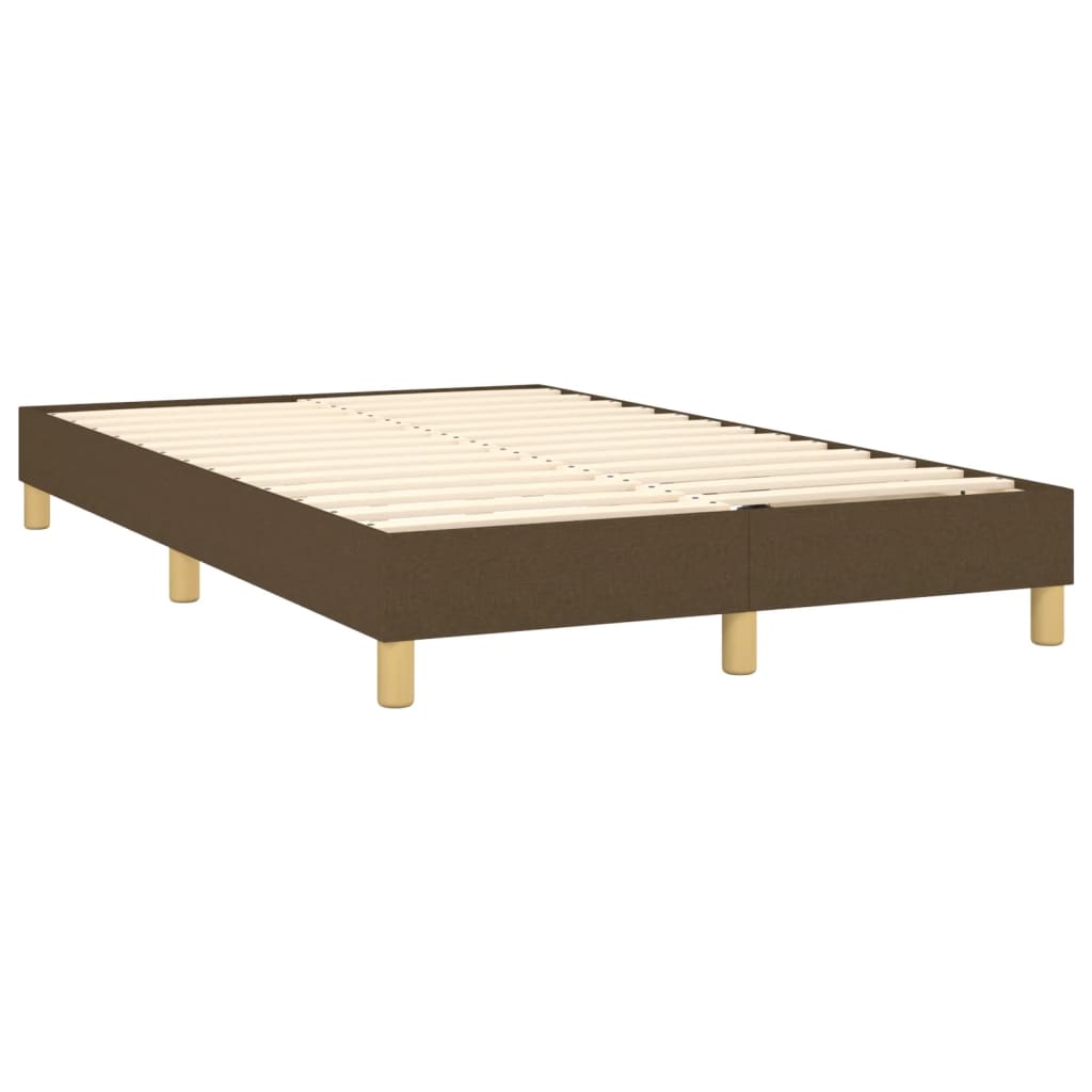 vidaXL Κρεβάτι Boxspring με Στρώμα & LED Σκ.Καφέ 120x190εκ. Υφασμάτινο