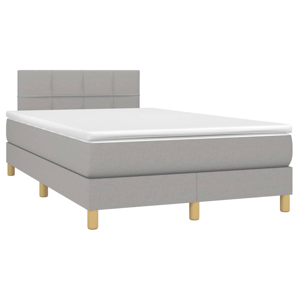 vidaXL Κρεβάτι Boxspring με Στρώμα & LED Αν.Γκρι 120x190εκ. Υφασμάτινο