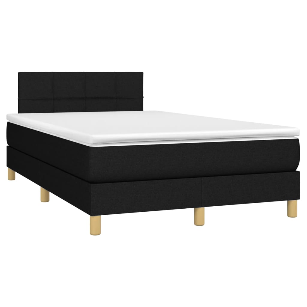 vidaXL Κρεβάτι Boxspring με Στρώμα & LED Μαύρο 120x190 εκ. Υφασμάτινο