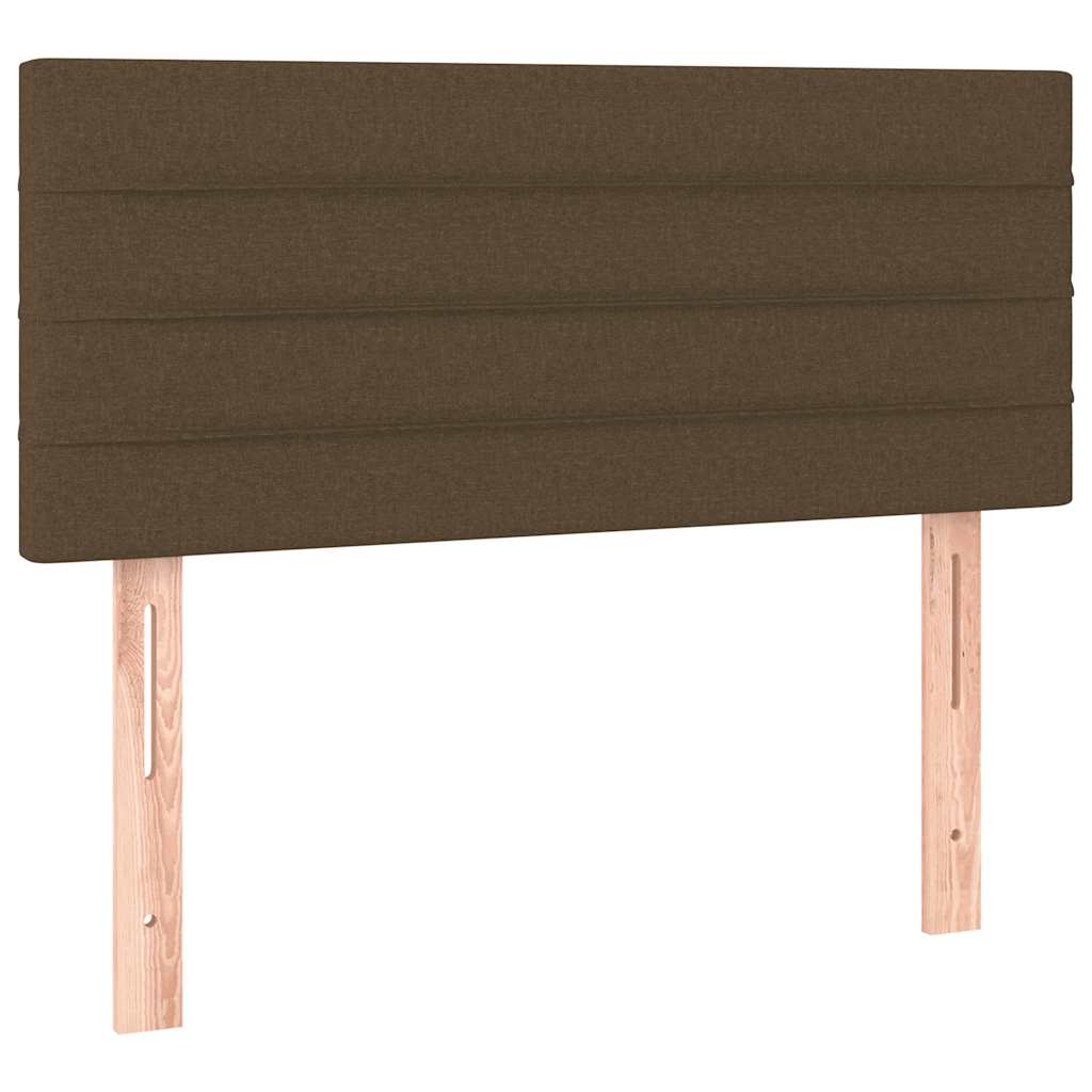 vidaXL Κρεβάτι Boxspring με Στρώμα & LED Σκ.Καφέ 120x190εκ. Υφασμάτινο