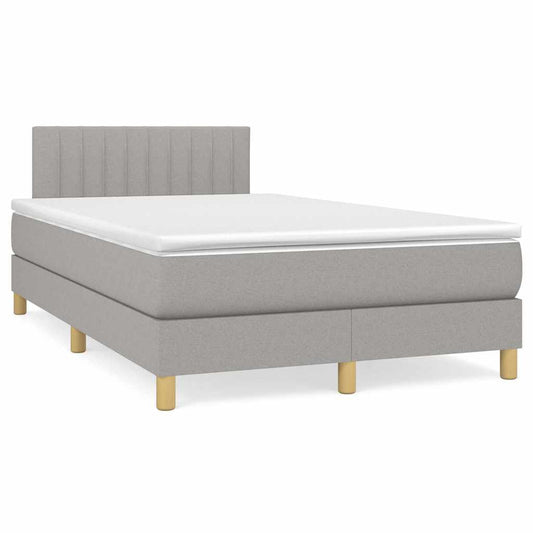 vidaXL Κρεβάτι Boxspring με Στρώμα & LED Αν.Γκρι 120x190εκ. Υφασμάτινο