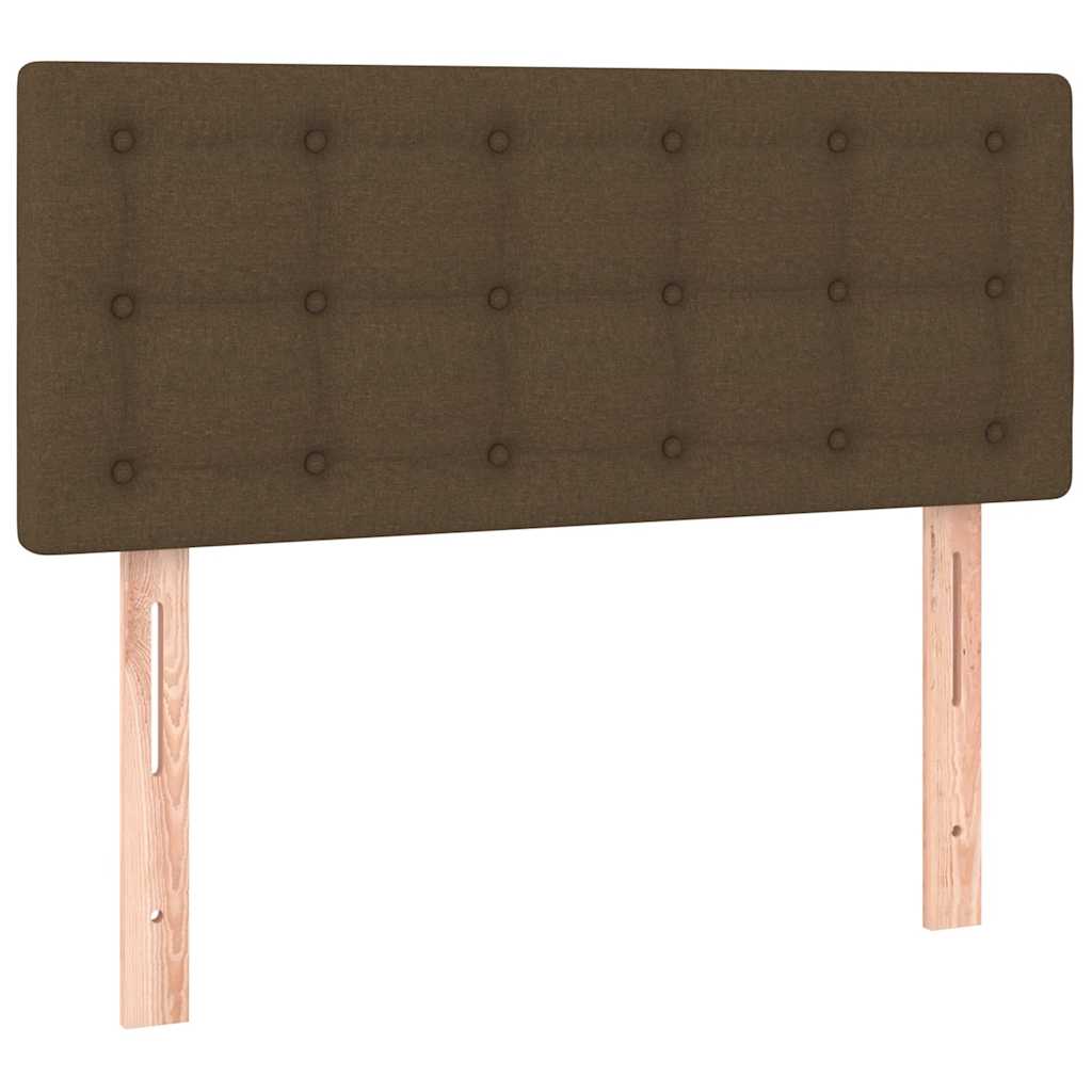 vidaXL Κρεβάτι Boxspring με Στρώμα & LED Σκ.Καφέ 120x190εκ. Υφασμάτινο