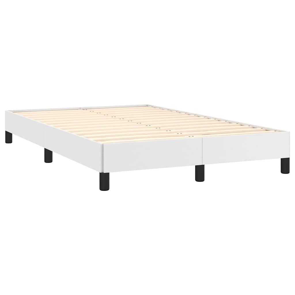 vidaXL Κρεβάτι Boxspring με Στρώμα & LED Λευκό 120x190 εκ. Συνθ. Δέρμα