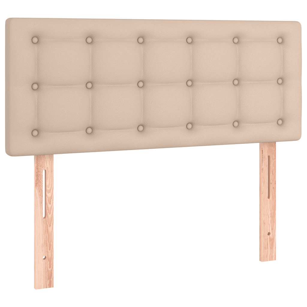vidaXL Κρεβάτι Boxspring Στρώμα&LED Καπουτσίνο 120x190 εκ. Συνθ. Δέρμα