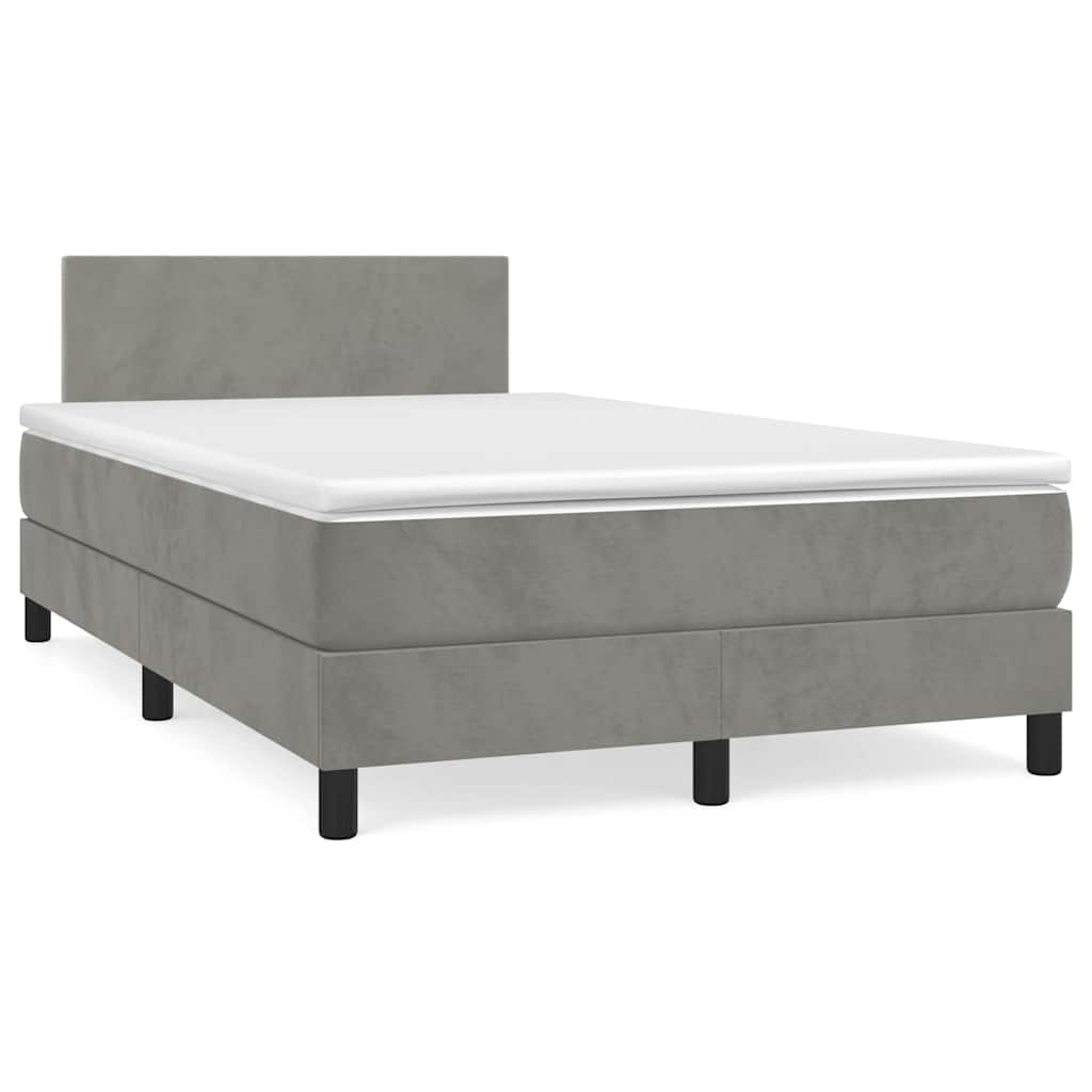 vidaXL Κρεβάτι Boxspring με Στρώμα & LED Αν.Γκρι 120x190εκ. Βελούδινο
