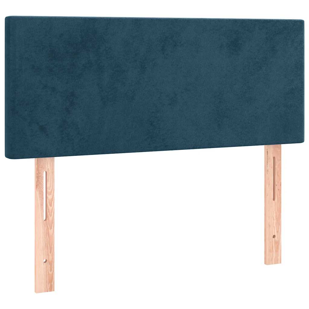 vidaXL Κρεβάτι Boxspring με Στρώμα & LED Σκ. Μπλε 120x190εκ. Βελούδινο