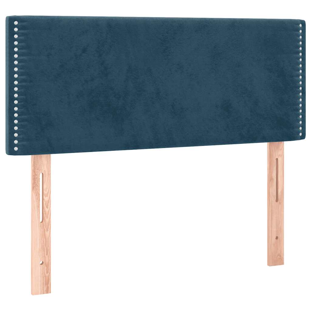 vidaXL Κρεβάτι Boxspring με Στρώμα & LED Σκ. Μπλε 120x190εκ. Βελούδινο