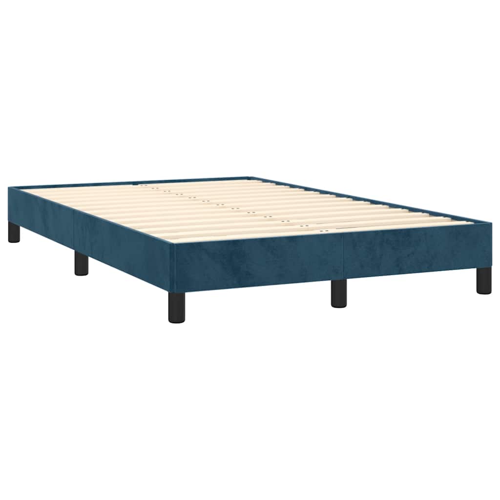 vidaXL Κρεβάτι Boxspring με Στρώμα & LED Σκ. Μπλε 120x190εκ. Βελούδινο