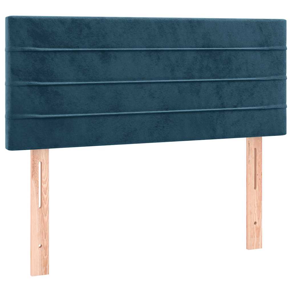 vidaXL Κρεβάτι Boxspring με Στρώμα & LED Σκ. Μπλε 120x190εκ. Βελούδινο