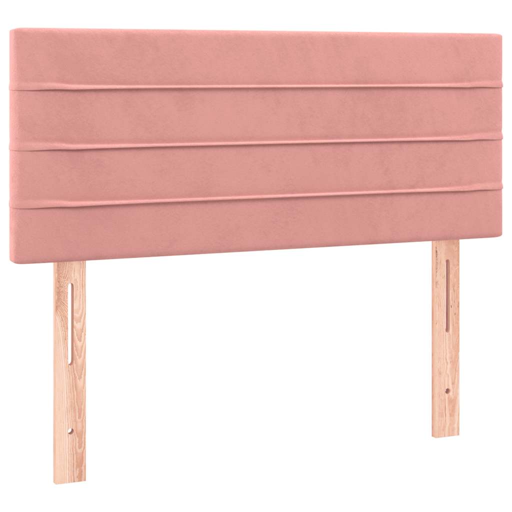 vidaXL Κρεβάτι Boxspring με Στρώμα & LED Ροζ 120x190 εκ. Βελούδινο