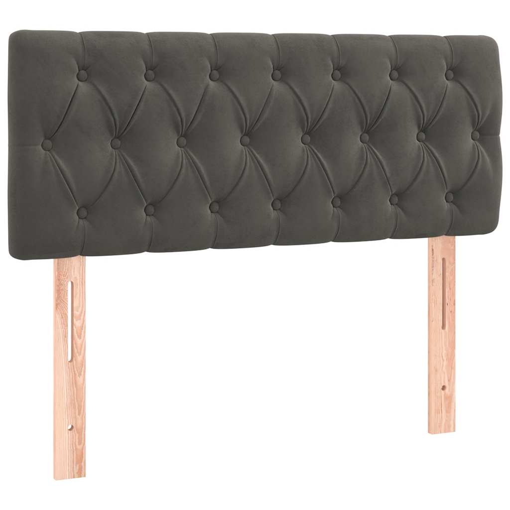 vidaXL Κρεβάτι Boxspring με Στρώμα & LED Σκ.Γκρι 120x190εκ. Βελούδινο