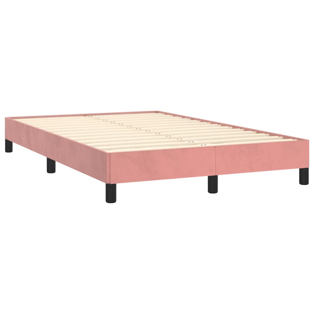 vidaXL Κρεβάτι Boxspring με Στρώμα & LED Ροζ 120x190 εκ. Βελούδινο