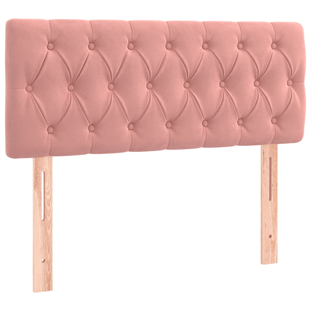 vidaXL Κρεβάτι Boxspring με Στρώμα & LED Ροζ 120x190 εκ. Βελούδινο