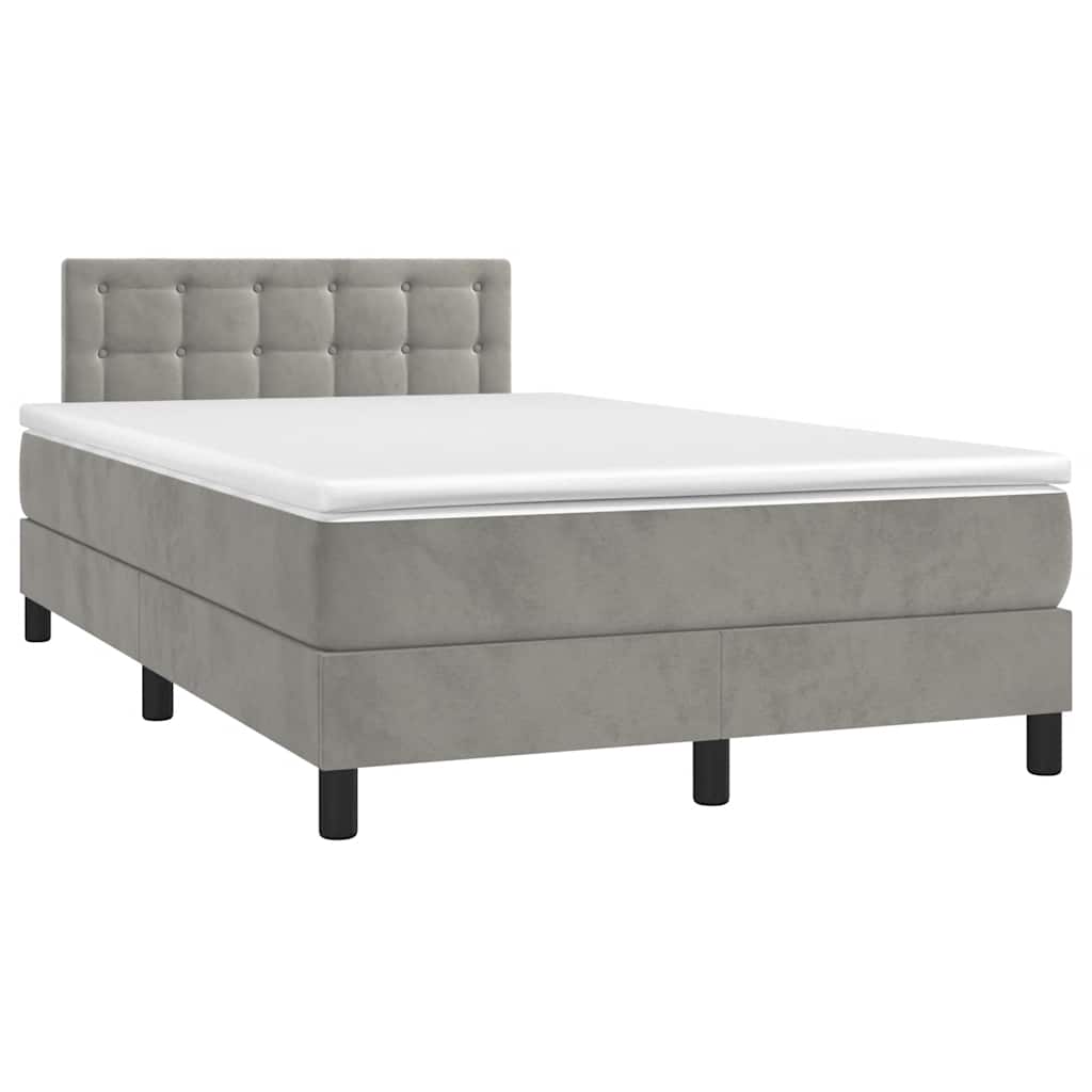 vidaXL Κρεβάτι Boxspring με Στρώμα & LED Αν.Γκρι 120x190εκ. Βελούδινο